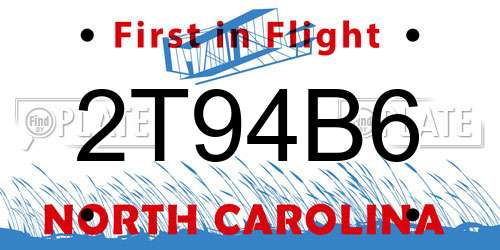 2T94B6 North Carolina License Plate