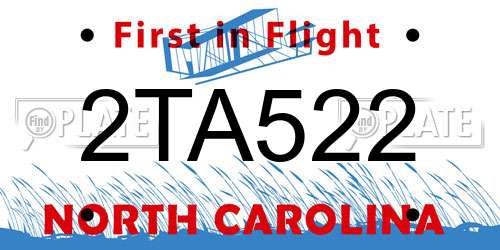 2TA522 North Carolina License Plate