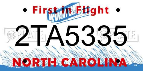 2TA5335 North Carolina License Plate