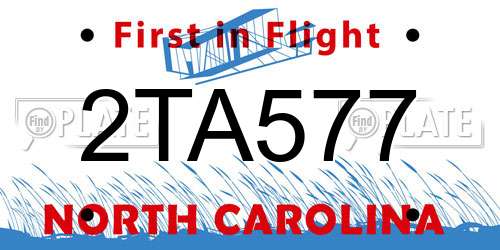 2TA577 North Carolina License Plate