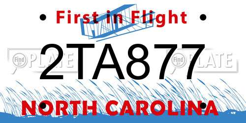 2TA877 North Carolina License Plate