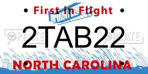 2TAB22 North Carolina License Plate