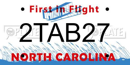 2TAB27 North Carolina License Plate