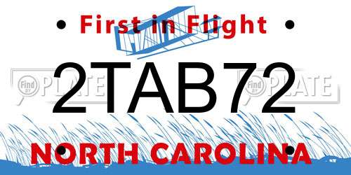 2TAB72 North Carolina License Plate