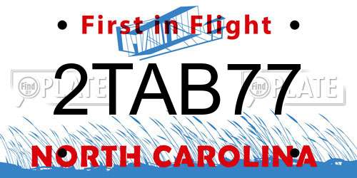 2TAB77 North Carolina License Plate