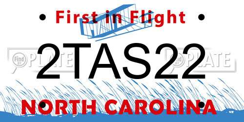 2TAS22 North Carolina License Plate