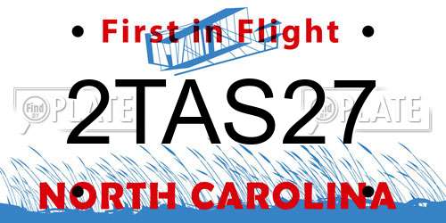 2TAS27 North Carolina License Plate