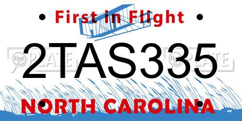 2TAS335 North Carolina License Plate