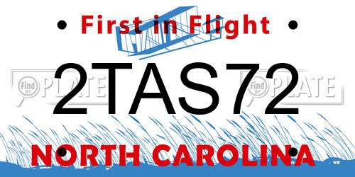 2TAS72 North Carolina License Plate