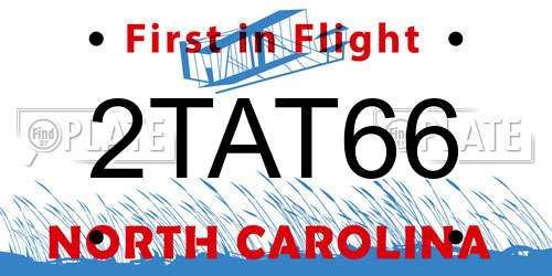 2TAT66 North Carolina License Plate