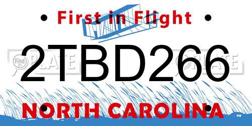 2TBD266 North Carolina License Plate