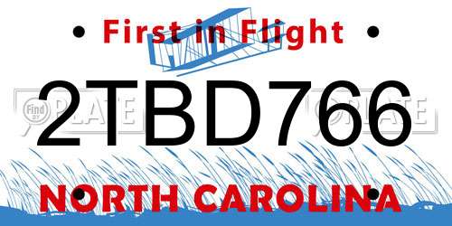 2TBD766 North Carolina License Plate