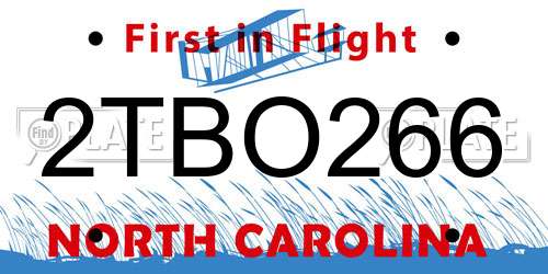 2TBO266 North Carolina License Plate