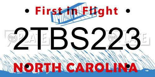 2TBS223 North Carolina License Plate