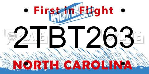 2TBT263 North Carolina License Plate