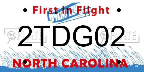 2TDG02 North Carolina License Plate