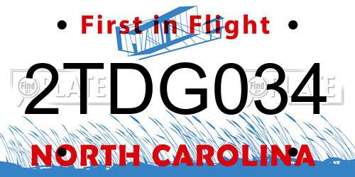 2TDG034 North Carolina License Plate