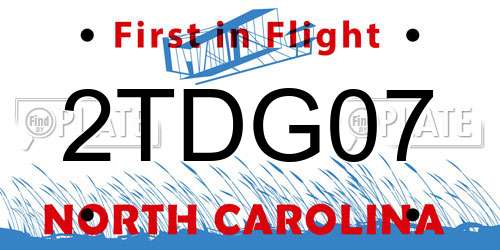 2TDG07 North Carolina License Plate