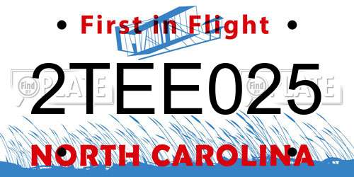 2TEE025 North Carolina License Plate