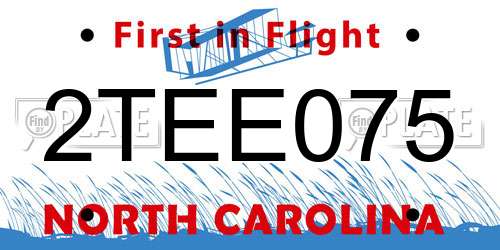 2TEE075 North Carolina License Plate