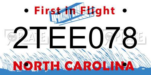 2TEE078 North Carolina License Plate