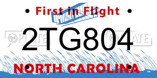 2TG804 North Carolina License Plate