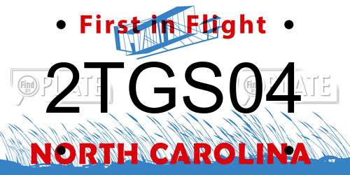 2TGS04 North Carolina License Plate