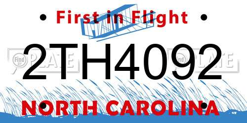 2TH4092 North Carolina License Plate