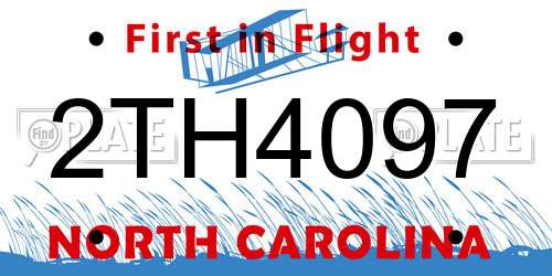 2TH4097 North Carolina License Plate