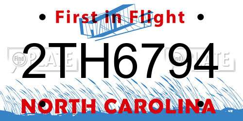 2TH6794 North Carolina License Plate