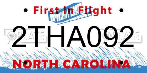 2THA092 North Carolina License Plate