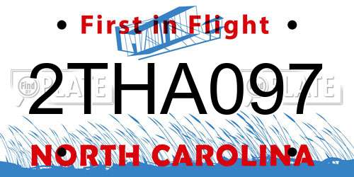 2THA097 North Carolina License Plate