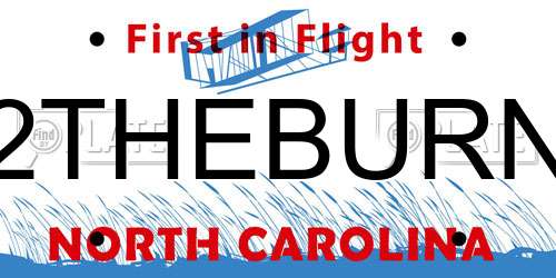 2THEBURN North Carolina License Plate