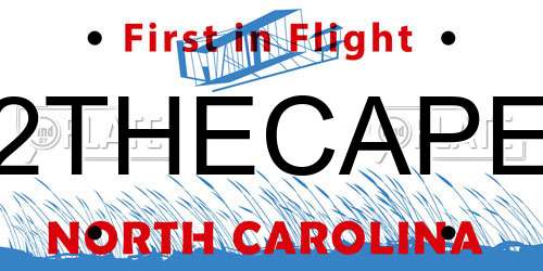 2THECAPE North Carolina License Plate