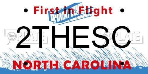 2THESC North Carolina License Plate