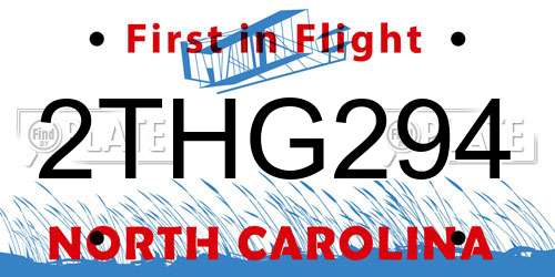 2THG294 North Carolina License Plate