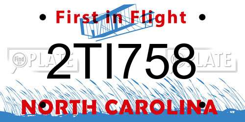 2TI758 North Carolina License Plate