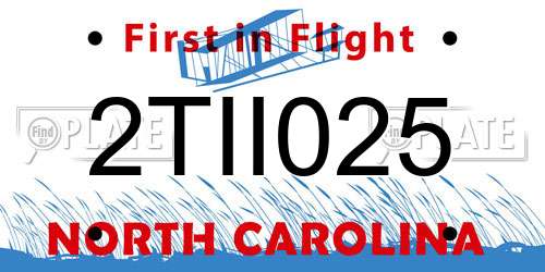 2TII025 North Carolina License Plate