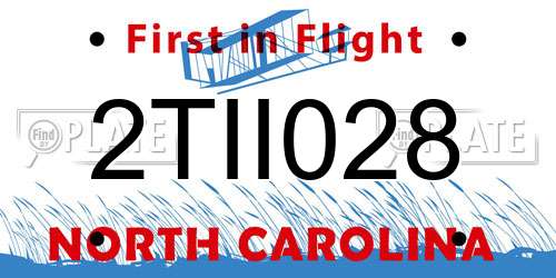 2TII028 North Carolina License Plate
