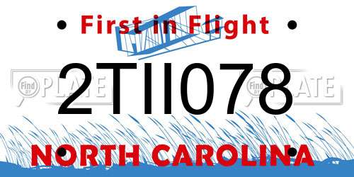 2TII078 North Carolina License Plate