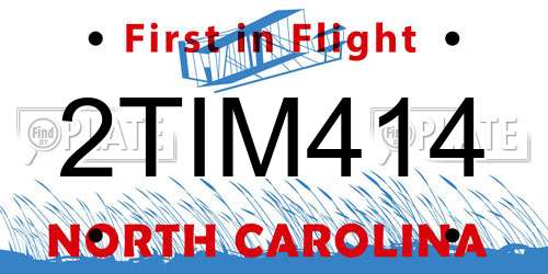 2TIM414 North Carolina License Plate