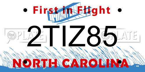 2TIZ85 North Carolina License Plate