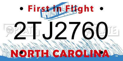 2TJ2760 North Carolina License Plate