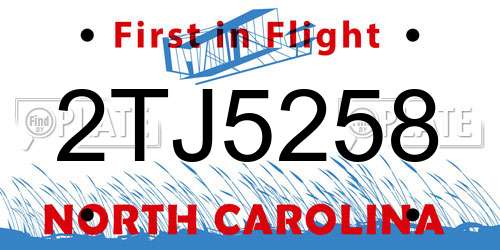 2TJ5258 North Carolina License Plate