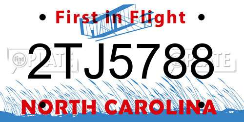 2TJ5788 North Carolina License Plate