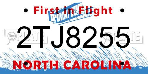 2TJ8255 North Carolina License Plate