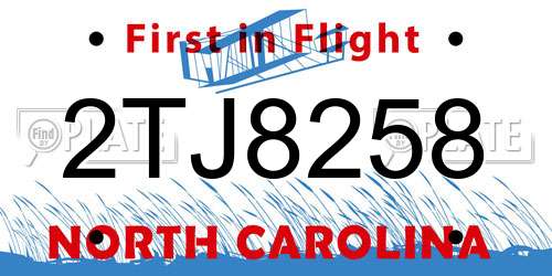 2TJ8258 North Carolina License Plate