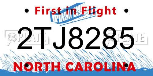 2TJ8285 North Carolina License Plate