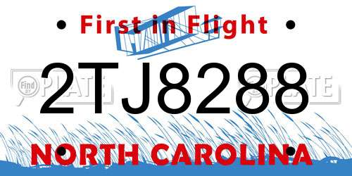 2TJ8288 North Carolina License Plate