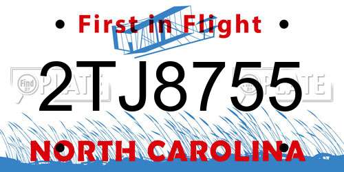 2TJ8755 North Carolina License Plate